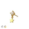 316L SURGICAL STEEL THREADLESS PUSH IN STAR CZ DANGLE TOP PART